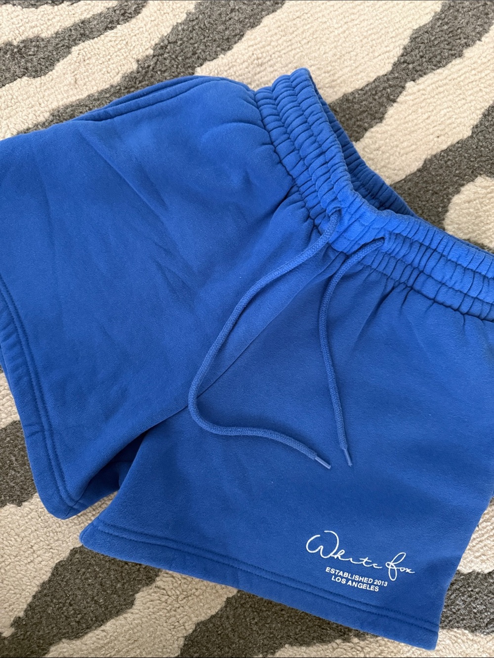 White Fox Boutique Blue Fleece Drawstring Shorts
